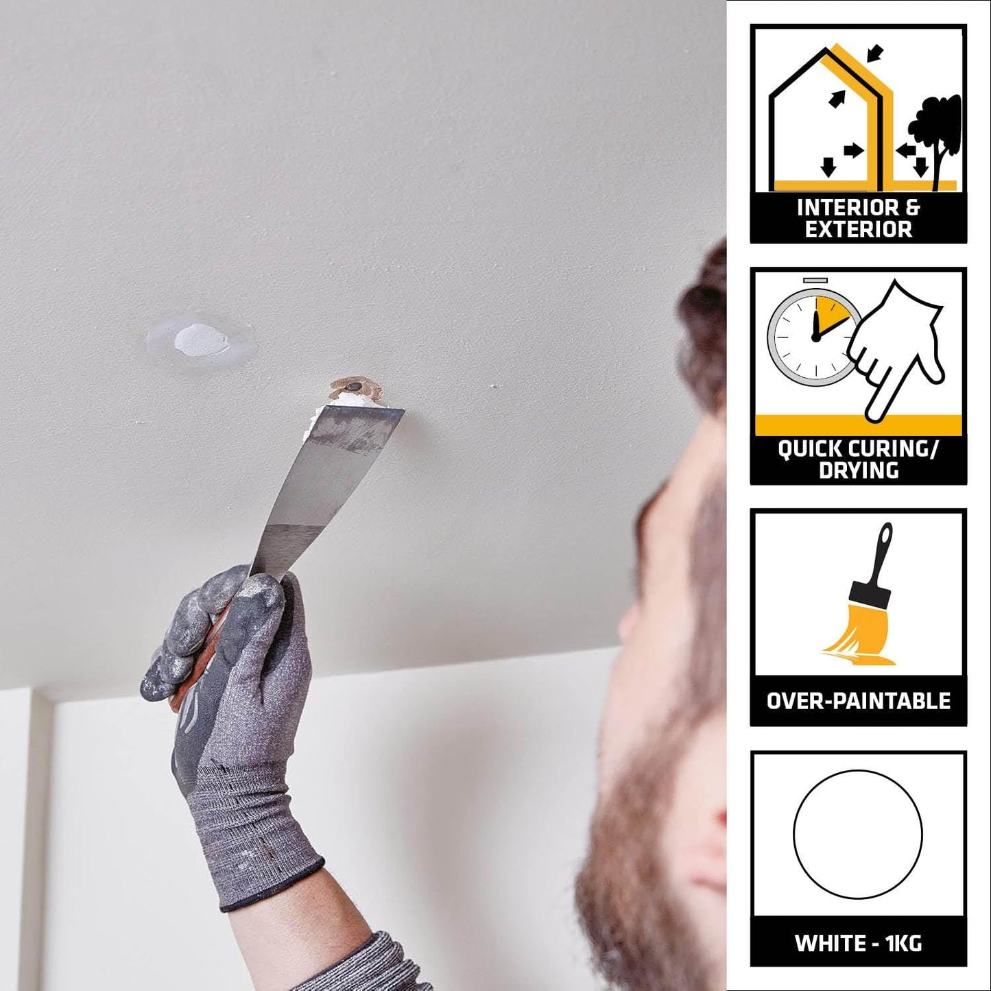 Everbuild All Purpose Ready Mixed Filler | Interior And Exterior Use | White | 1Kg Tub