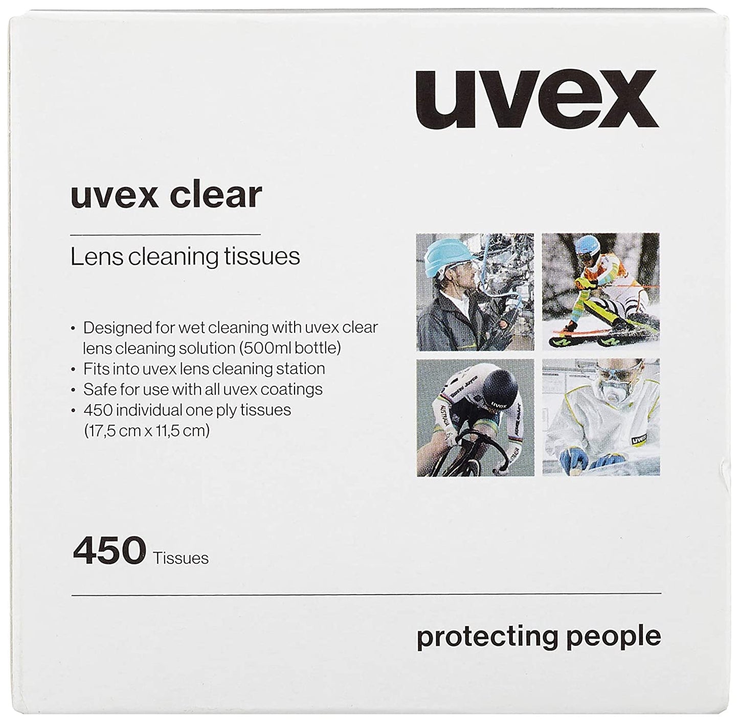 Uvex Formulated Cleaning Tissues/Wipes  Box x 450 - UK BUSINESS SUPPLIES