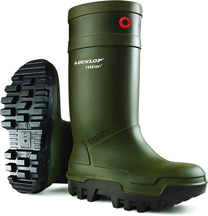 Dunlop Purofort Thermo Safety Wellies GREEN Safe to -50°C {All Sizes}