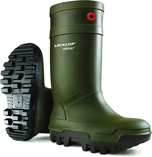 Dunlop Purofort Thermo Safety Wellies GREEN Safe to -50°C {All Sizes} - UK BUSINESS SUPPLIES