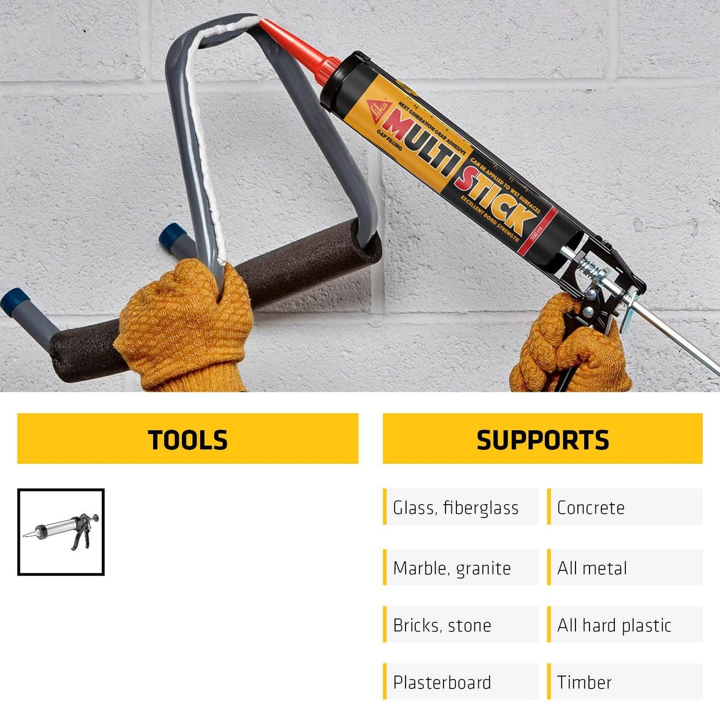 Everbuild Multi Stick | Hybrid Polymer Adhesive | Internal and External Use | White | 3 x 350ml