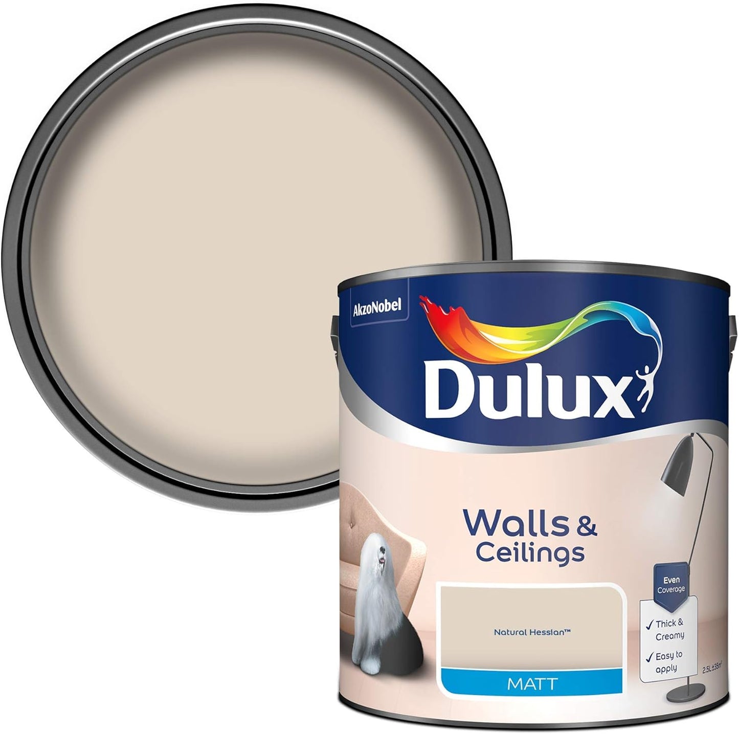 Dulux Walls & Ceilings Matt Emulsion Paint - Natural Hessian - 2.5L