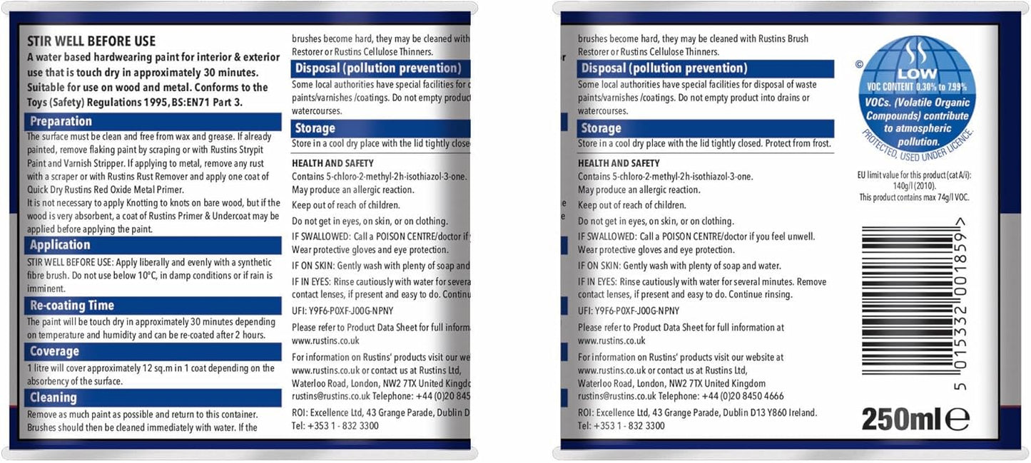 Rustins Small Job Gloss Paint Oxford Blue 250Ml