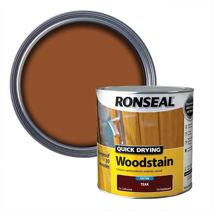 Ronseal Teak Satin Woodstain | Soft or Hard Wood | Quick Drying | 750ml