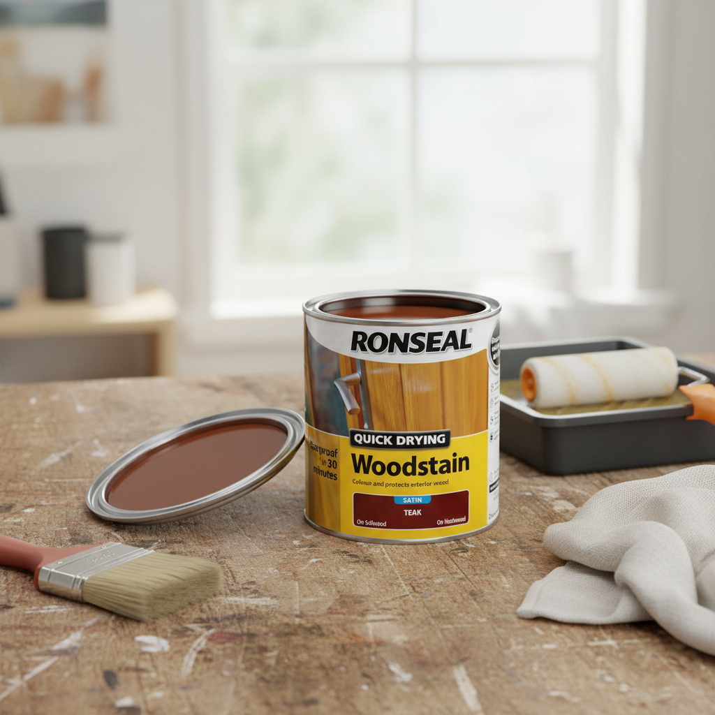 Ronseal Teak Satin Woodstain | Soft or Hard Wood | Quick Drying | 750ml