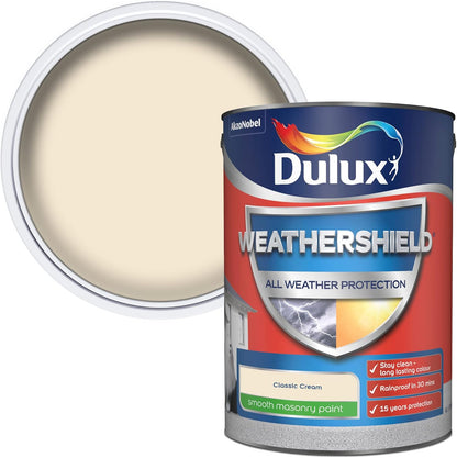 Dulux Weathershield Smooth Masonry Paint - Classic Cream - 5L