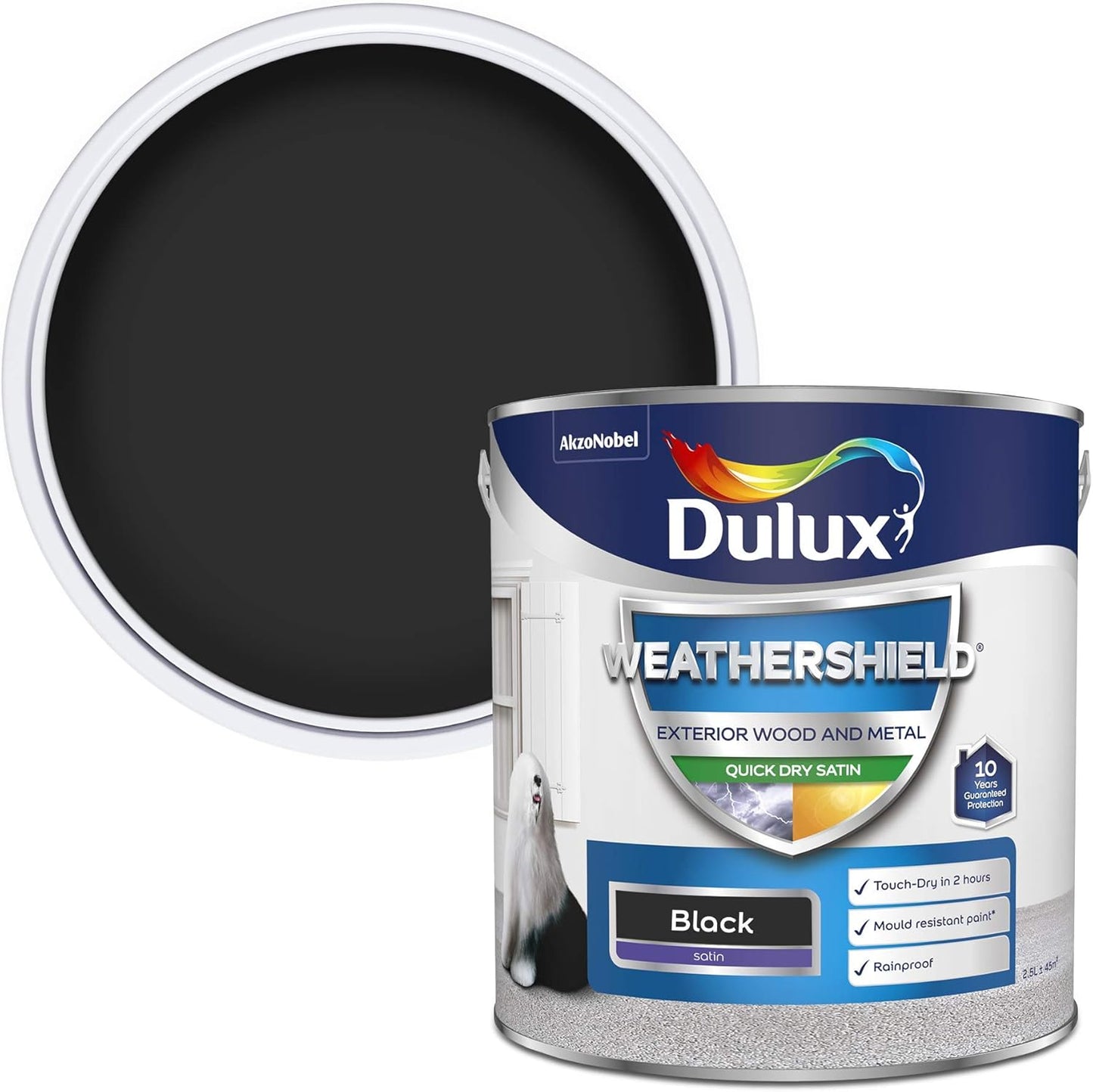 Dulux Weather Shield Quick Dry Satin Paint, 2.5 L - Black