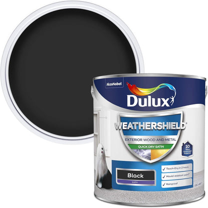 Dulux Weather Shield Quick Dry Satin Paint, 2.5 L - Black
