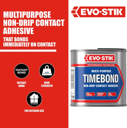 Evo-Stik Timebond Contact Adhesive, High-Strength, Non-Drip, Multipurpose, 250Ml