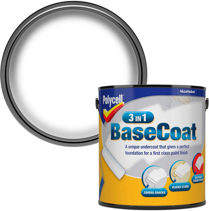 Polycell 3 in 1 Basecoat Undercoat | Covers Cracks & Stains | 2.5 Litre