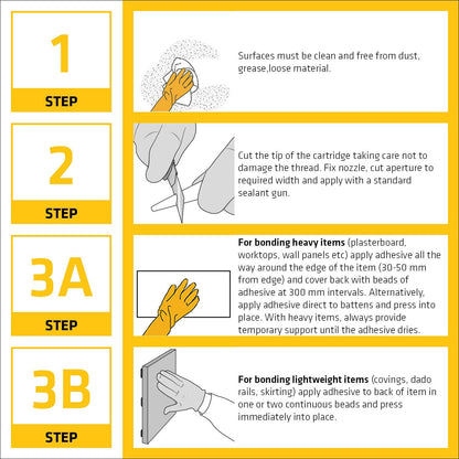 Everbuild Multi Stick | Hybrid Polymer Adhesive | Internal and External Use | White | 3 x 350ml
