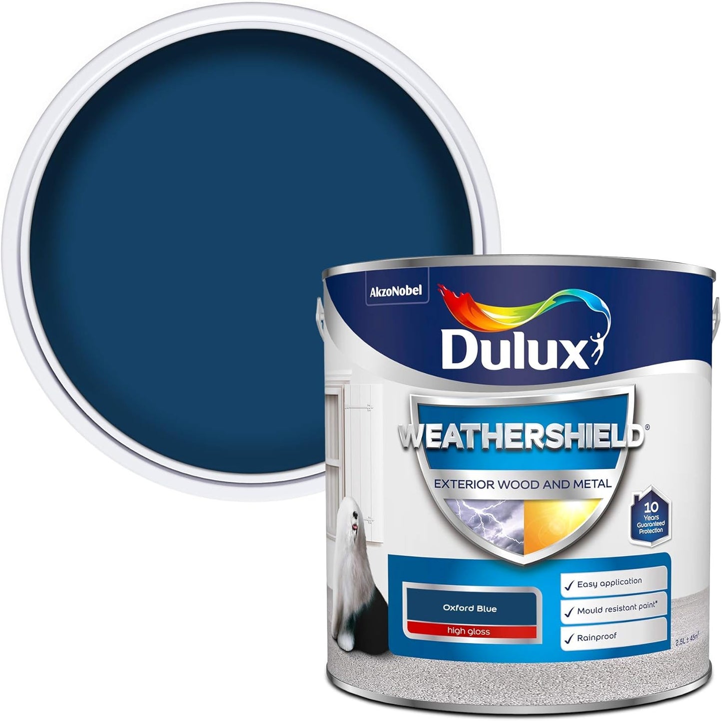 Dulux Weather Shield Exterior High Gloss Paint, 2.5 L - Oxford Blue