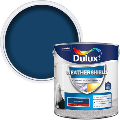 Dulux Weather Shield Exterior High Gloss Paint, 2.5 L - Oxford Blue