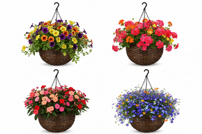Fixtures Brown Rattan Effect Hanging Basket LARGE 25cm x 16cm