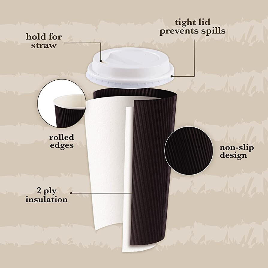 Belgravia 16oz Triple Walled Paper Black Ripple Cups