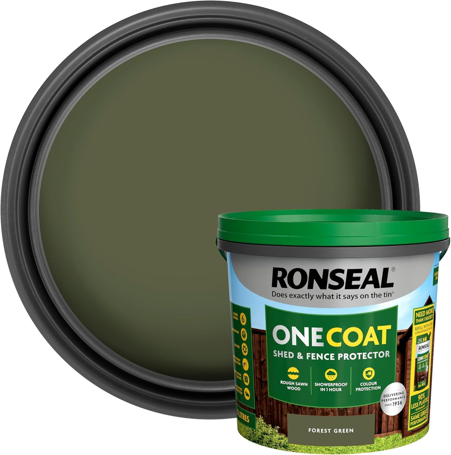 Ronseal One Coat Shed and Fence Protector Forest Green 5 litres