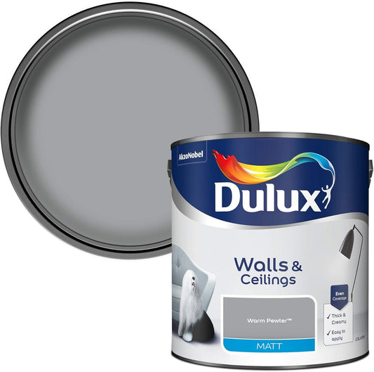 Dulux Walls & Ceilings Matt Emulsion Paint - Warm Pewter - 2.5L