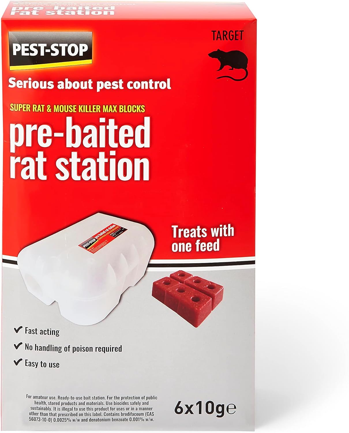 Pest-Stop Pre-Baited Rat Station | Rat Control | Fast Acting Baits | Secure Lock System