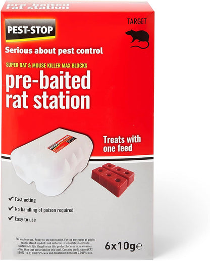 Pest-Stop Pre-Baited Rat Station | Rat Control | Fast Acting Baits | Secure Lock System