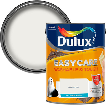 Dulux Easycare Pure Brilliant White Matt Wall & Ceiling Emulsion Paint, 5L.