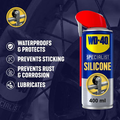 WD-40 Specialist Silicone Spray Lubricant, 400ml with Smart Straw