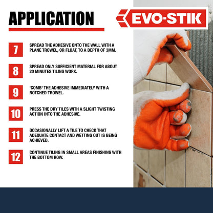 Evo-Stik Wall Tile Adhesive | Instant Grab | Multi Surface| 5L Tub
