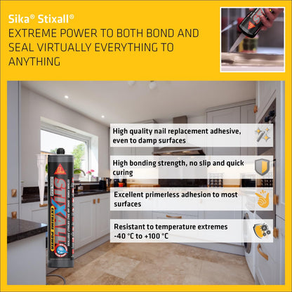 Everbuild Stixall Extreme Power Sealant And Adhesive | Waterproof | Crystal Clear | 290ml