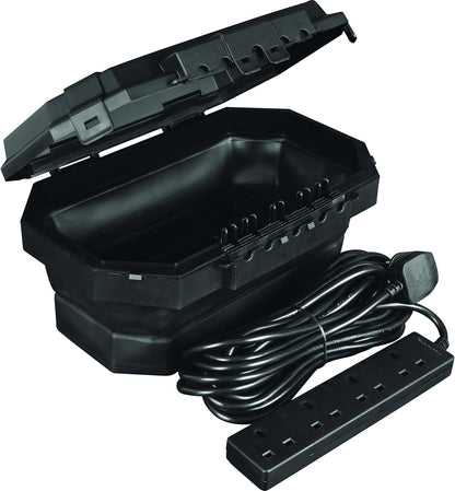 Masterplug Collapsible Electrical Connection Box | Cable Enclosure with 4 Plug Socket 8m Extension Lead | Weatherproof