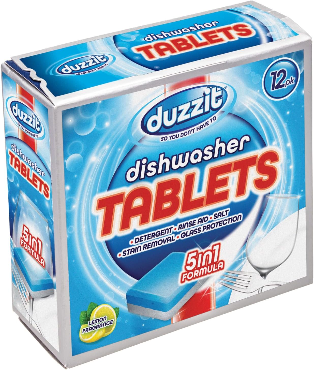 Duzzit Dishwasher Tablets 5 In 1 Action Lemon Fresh Removes Stains And Grease | 1 x 12's