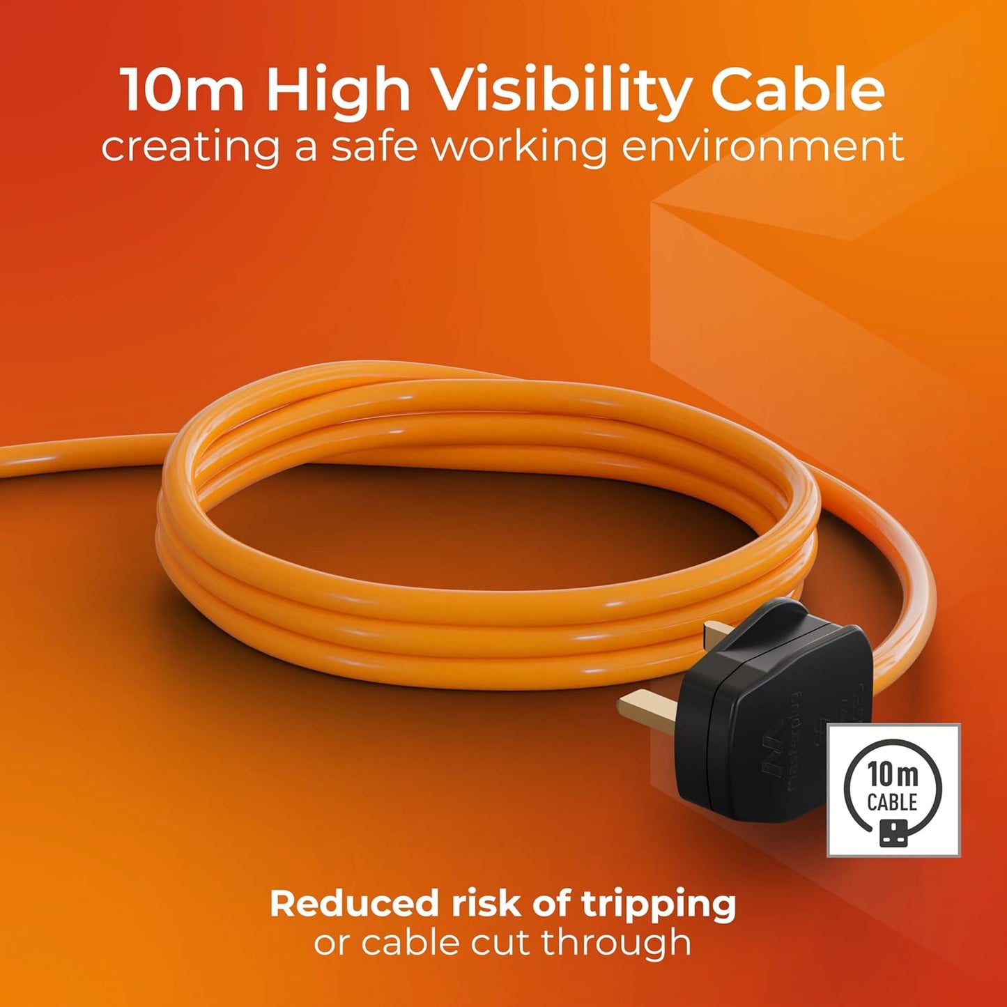 Masterplug Garden/Outdoor Extention Lead | 10 Metre | 1 Gang | Black