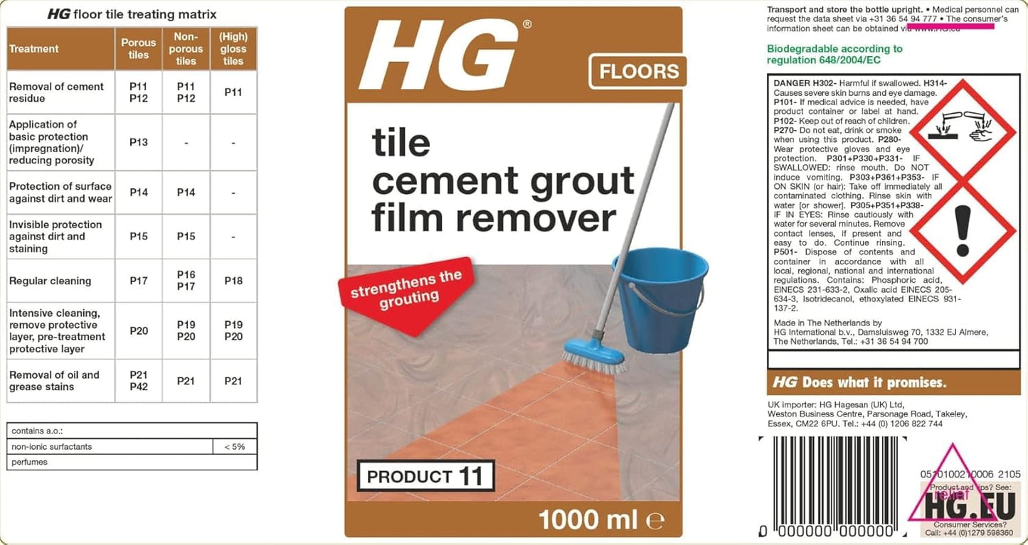 HG Tile Cement Grout Film Remover | 1 litre