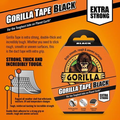 Gorilla Tape Black | water Resistant | Extra Strong | 1 x 32m