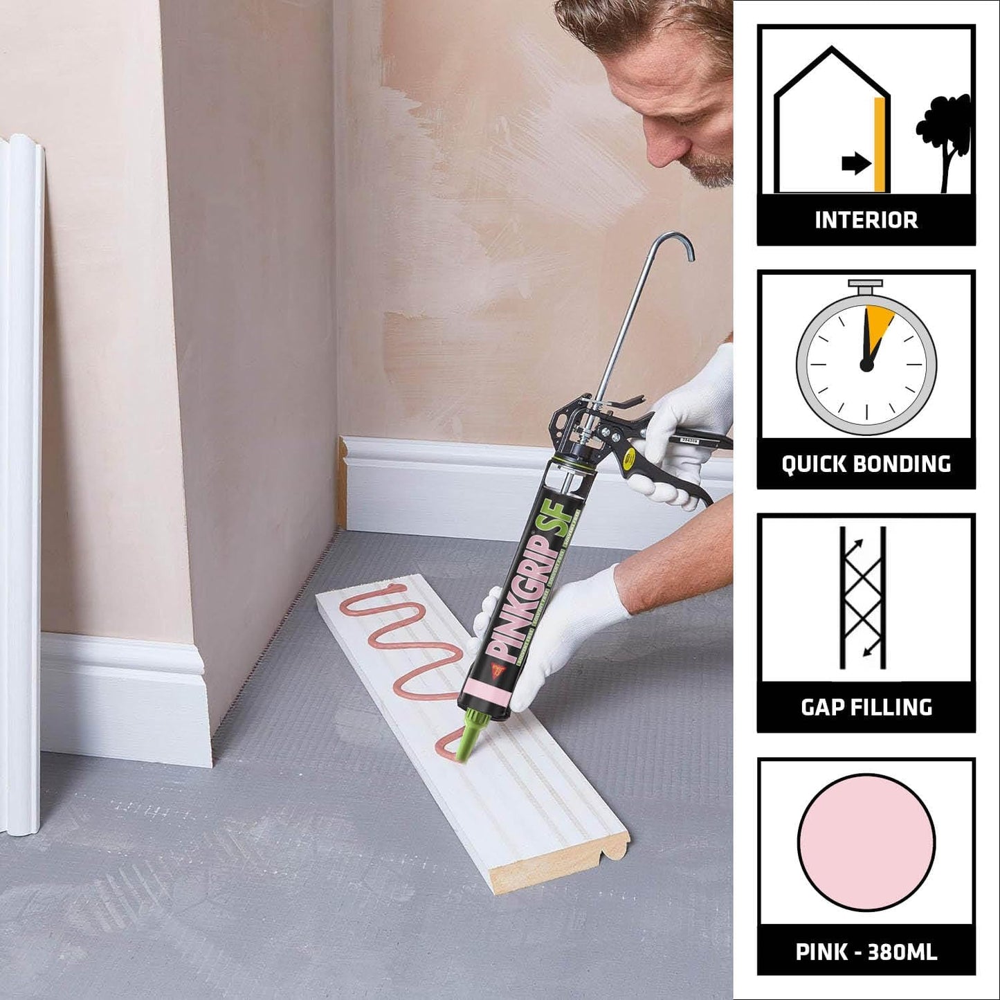 Everbuild Pinkgrip Solvent Free Grab Adhesive Pink – 380Ml