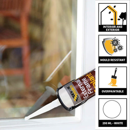 Everbuild External Frame Sealant |  Mould-Resistant | White | 290ml Cartridge