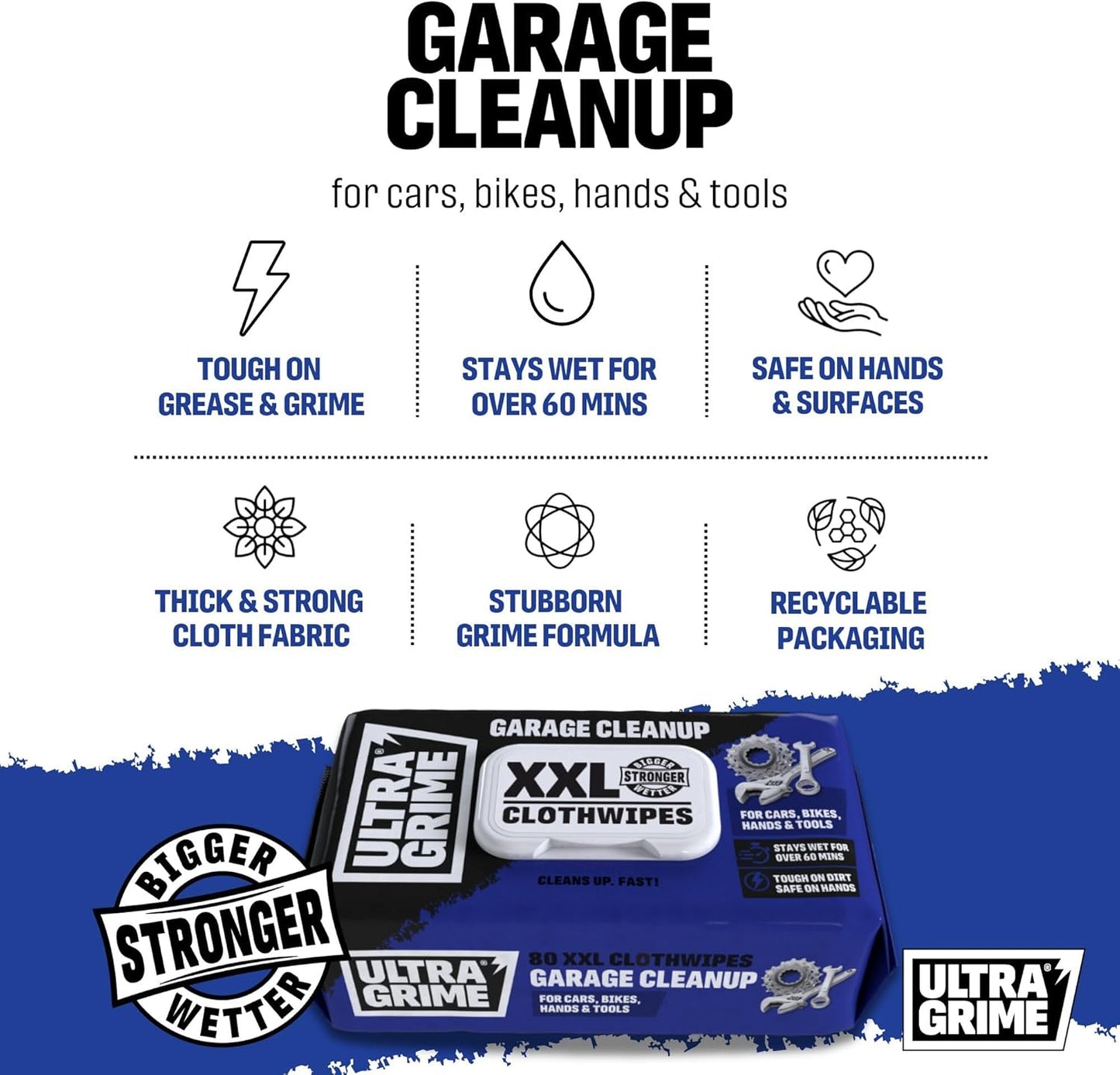 Ultragrime Garage Clean Up | XXL Wipes | Cloth Wipes | 80's