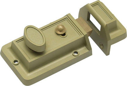 Sterling Standard Nightlatch | Left & righthanded Doors | Champagne | Full Pack | 2 keys | NLS10
