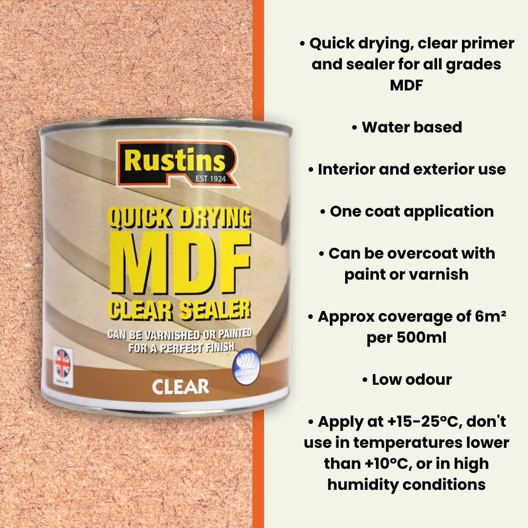 Rustins Quick Dry MDF Sealer | Professional Sealant For Rapid Results | 250ml