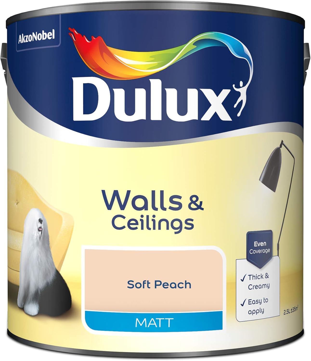 Dulux Matt Emulsion Paint For Walls And Ceilings - Soft Peach 2.5 Litres
