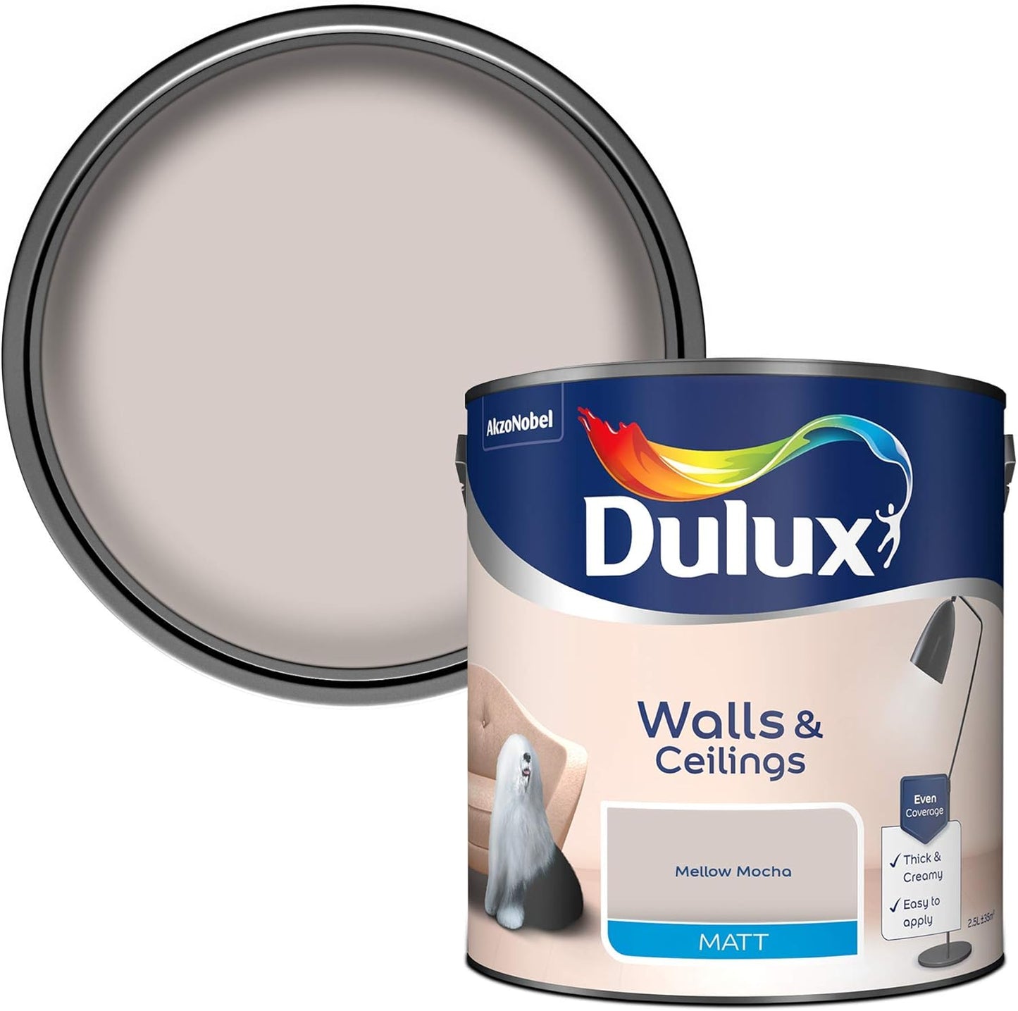 Dulux Matt Emulsion Paint For Walls And Ceilings - Mellow Mocha 2.5 Litres