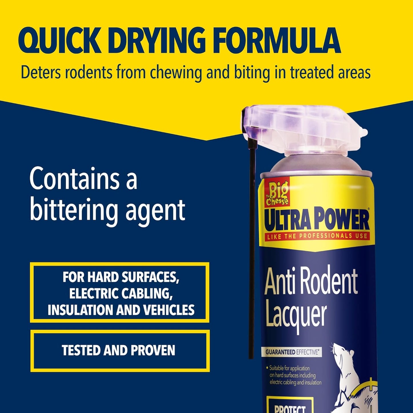 The Big Cheese Ultra Power | Anti Rodent Lacquer |Dual Action Aerosol | 1 x 500ml