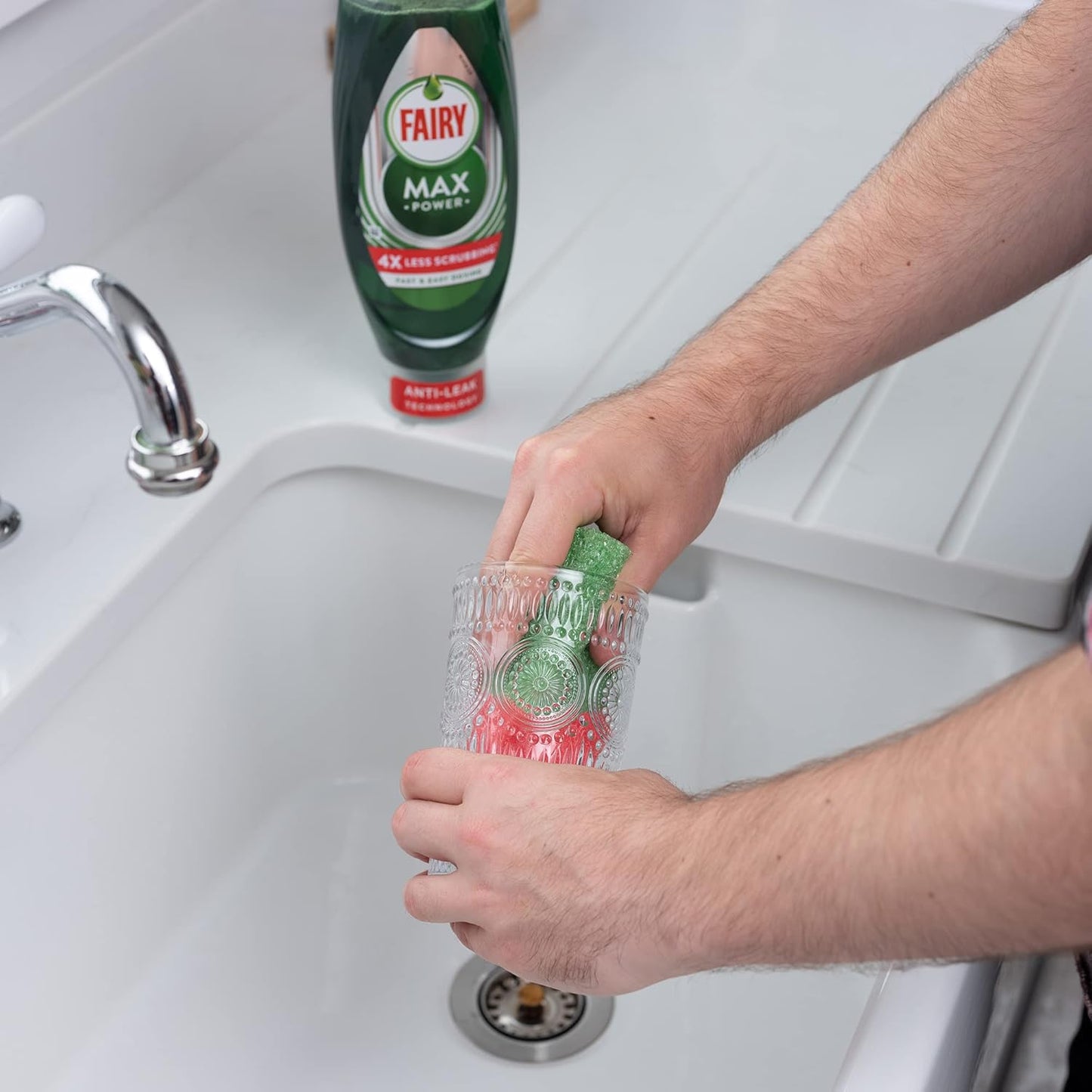 Fairy Platinum Non Scratch Glassware Cup Clean  Pack Of 2  | 3 x 2 Pack Bundle