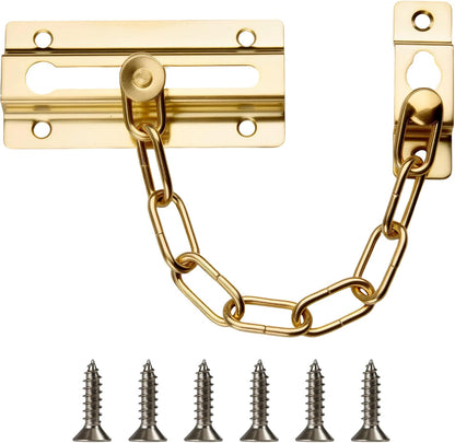 Door Chain Lock Heavy Duty Safety Chain Lock Polished Brass Sliding Bolt