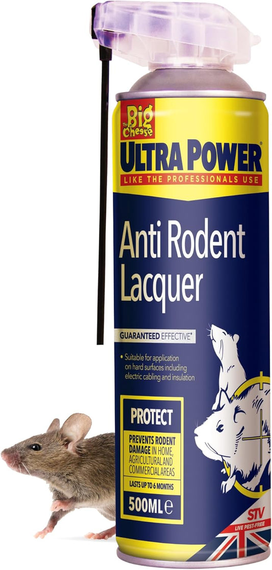 The Big Cheese Ultra Power | Anti Rodent Lacquer |Dual Action Aerosol | 1 x 500ml