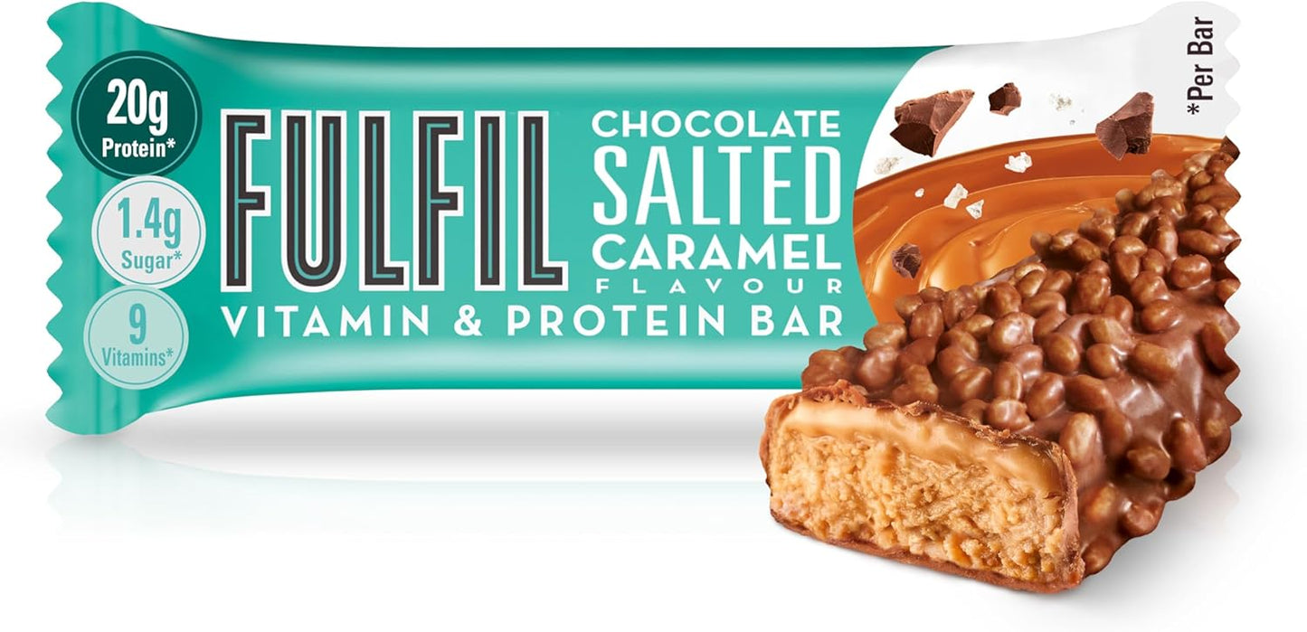 Fulfil Chocolate Salted Caramel Protein Bar Snack | Low Sugar | 15 x 55g Bars