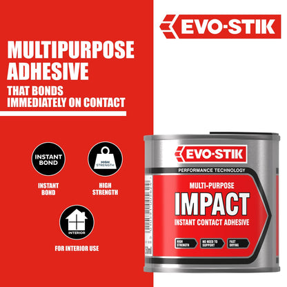 Evo-Stik Impact Adhesive, Multipurpose, High-Strength Adhesive, 250ml Tin.