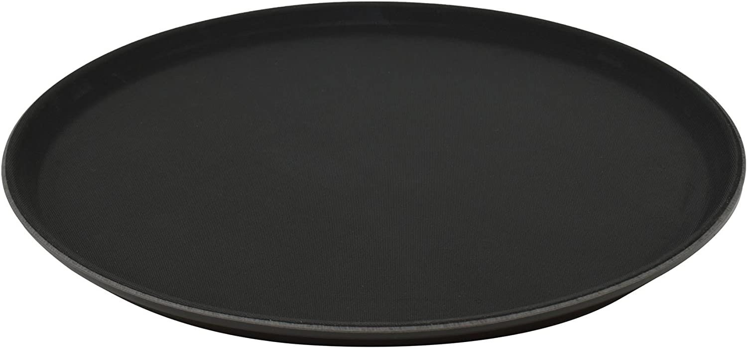 Round Bar tray -  14'' Black Non Slip Round Serving Drinks Trays - UK BUSINESS SUPPLIES