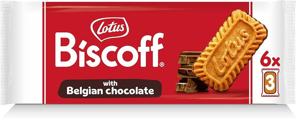 Lotus Biscoff Individually Wrapped Caramelised Biscuits with Belgian Chocolate Triple Pack (72 Packs)