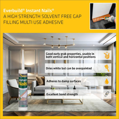 Everbuild Instant Nails Adhesive Cartridge | White | 290ml Cartridge