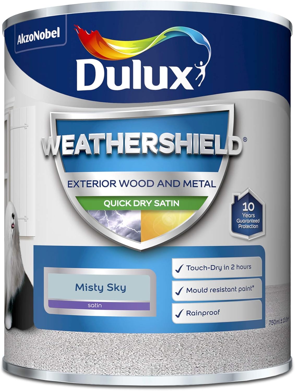 Dulux Weather Shield Quick Dry Satin Paint, 750 Ml - Misty Sky