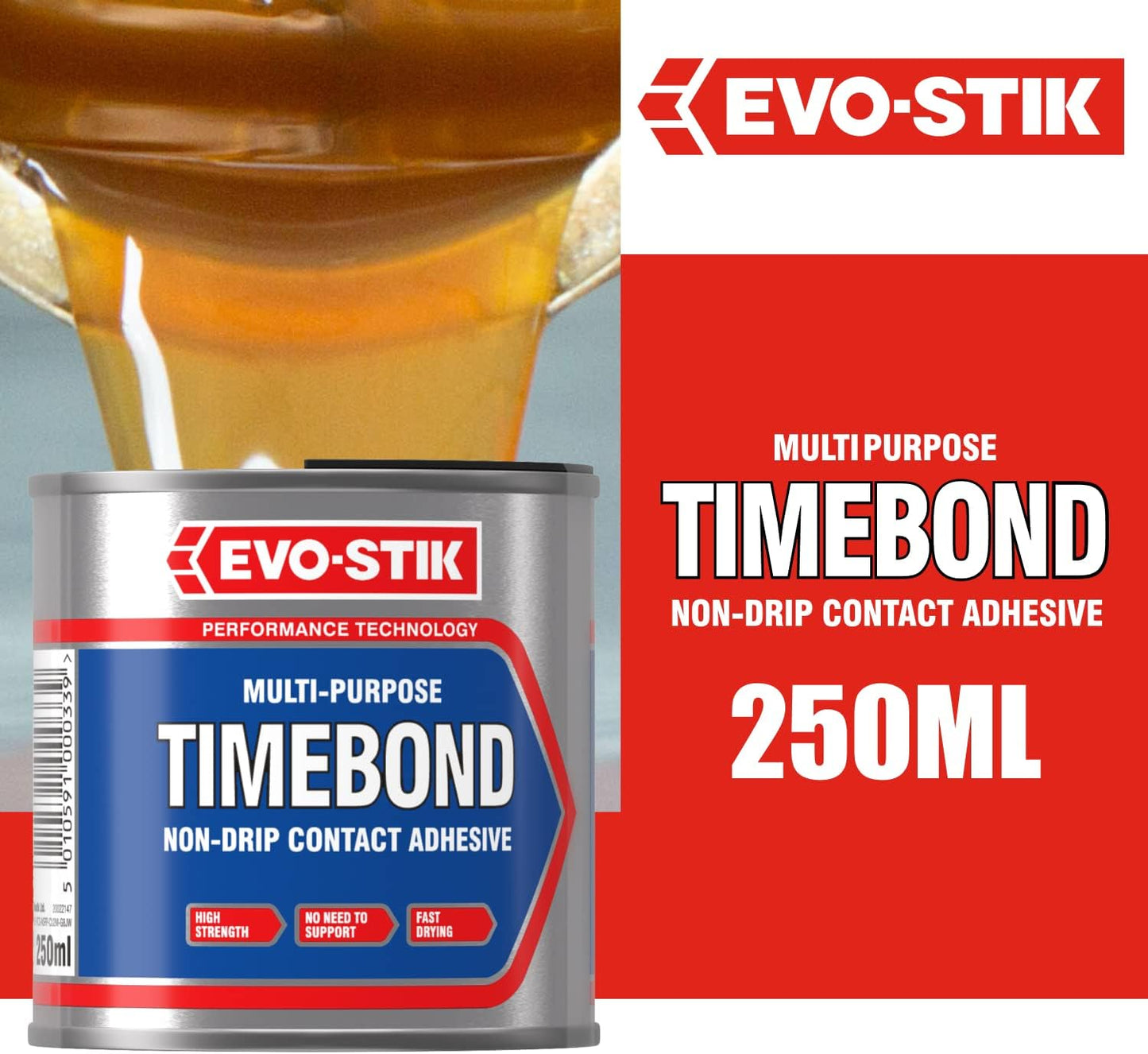 Evo-Stik Timebond Contact Adhesive, High-Strength, Non-Drip, Multipurpose, 250Ml